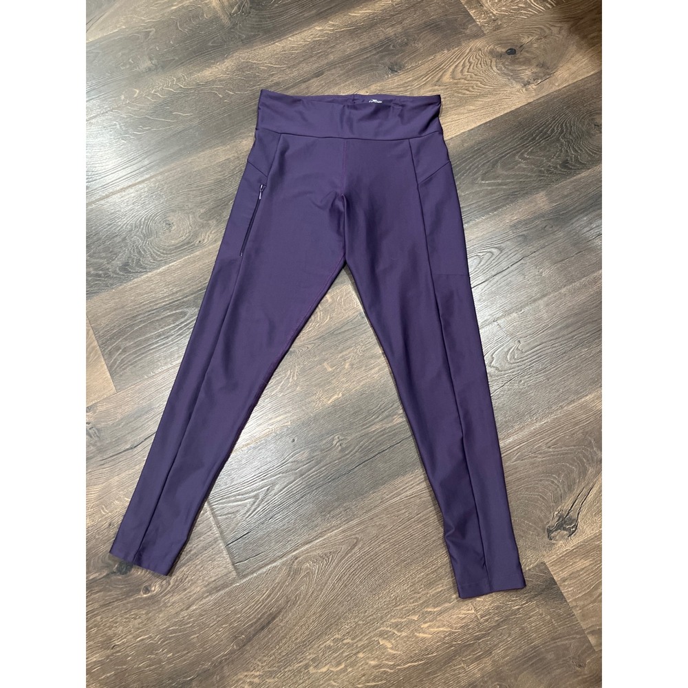 Crane Purple Athletic Leggings Women's Size L 12-14 Zipper Pocket
